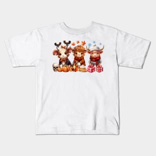 Happy Hallothanksmas Highland Cow #6 Kids T-Shirt